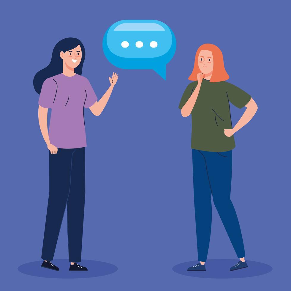 Young women talking characters vector