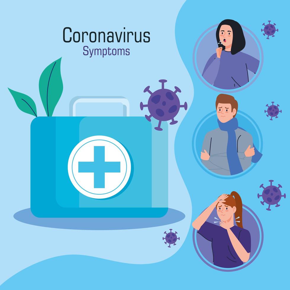infografía de campaña de síntomas de coronavirus vector