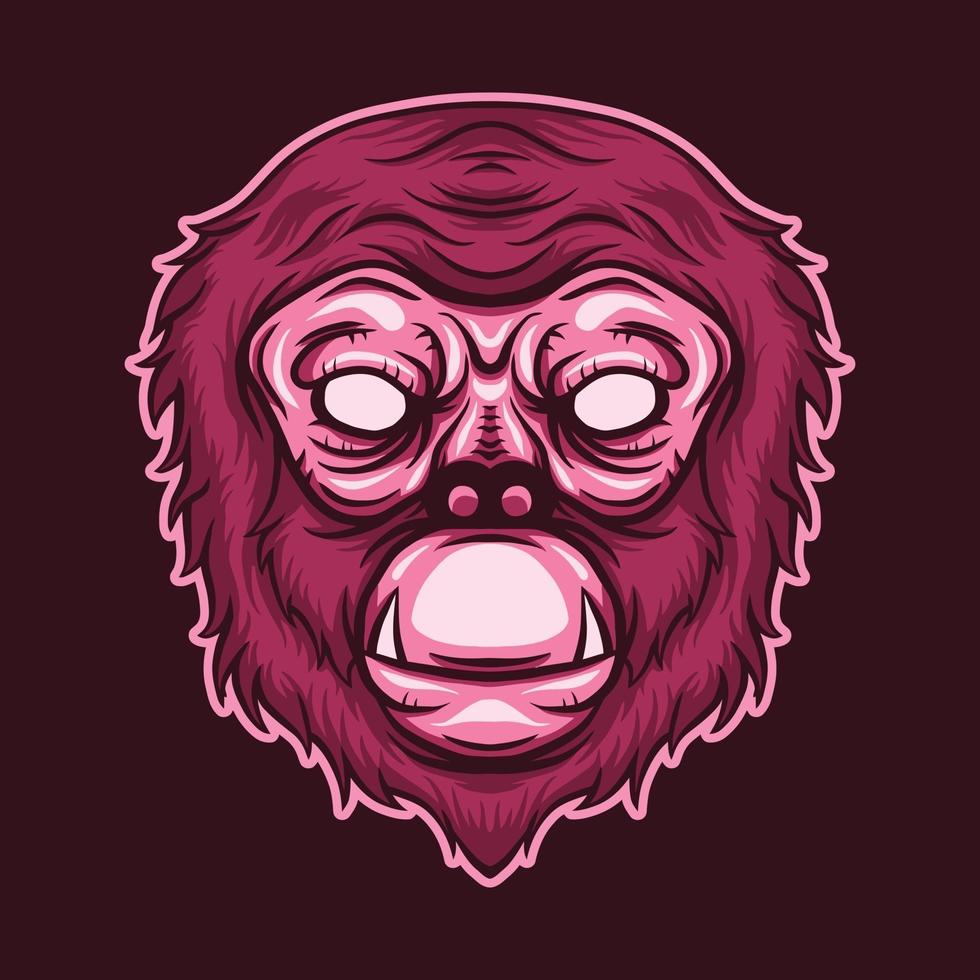 monkey head isolated on dark background vector