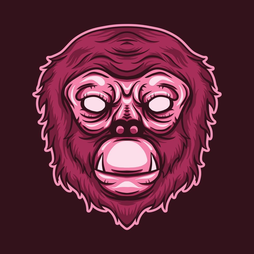 monkey head isolated on dark background vector