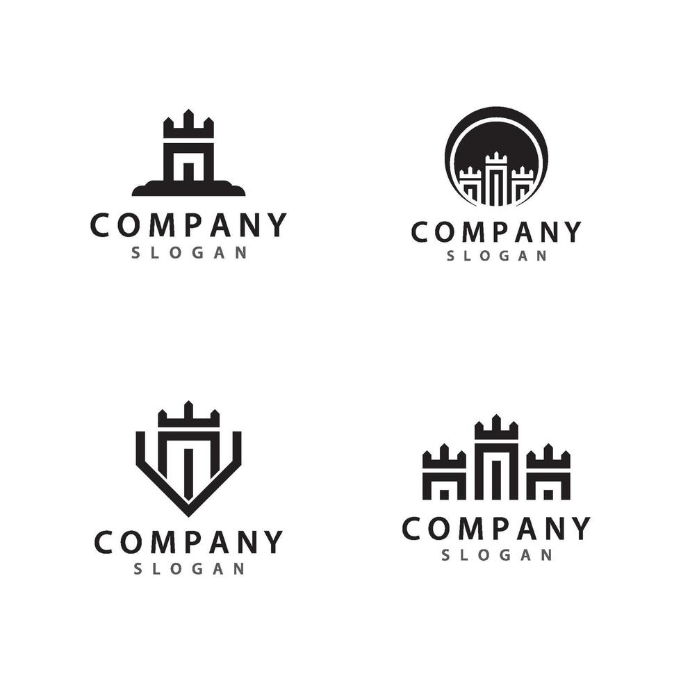 Castle logo icon set vector