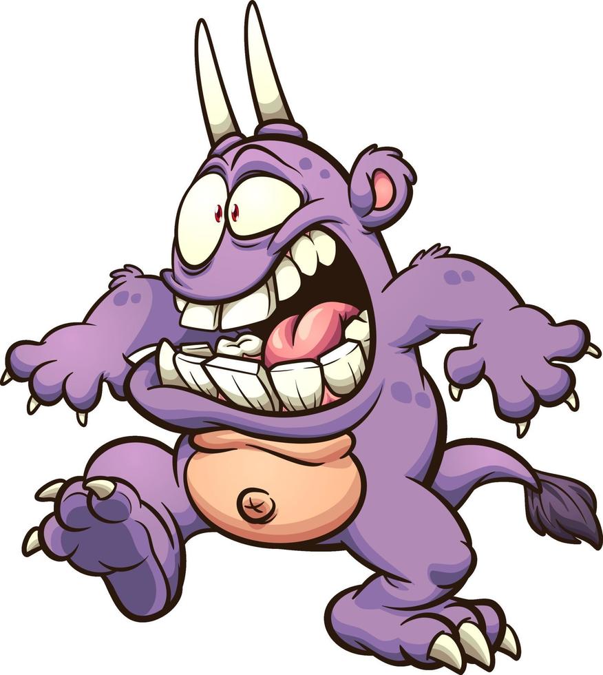 Purple cartoon monster vector