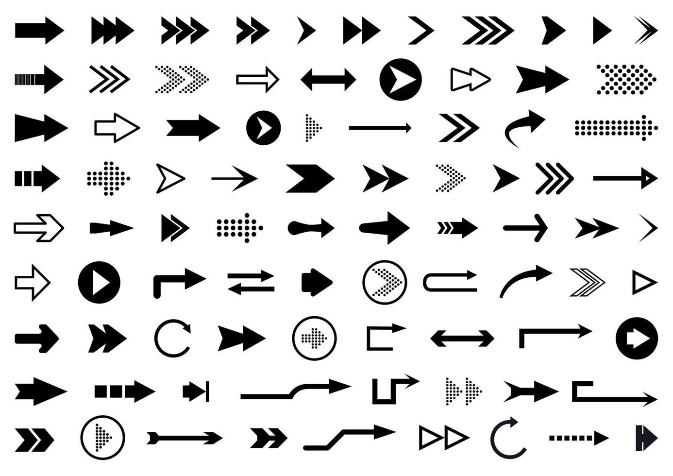 Arrows big black set icons. arrow icon. arrow collection vector