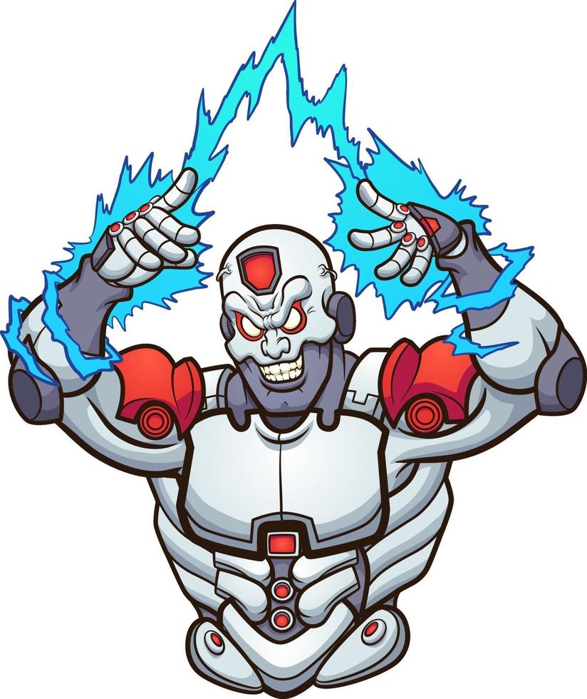 Evil cartoon cyborg vector