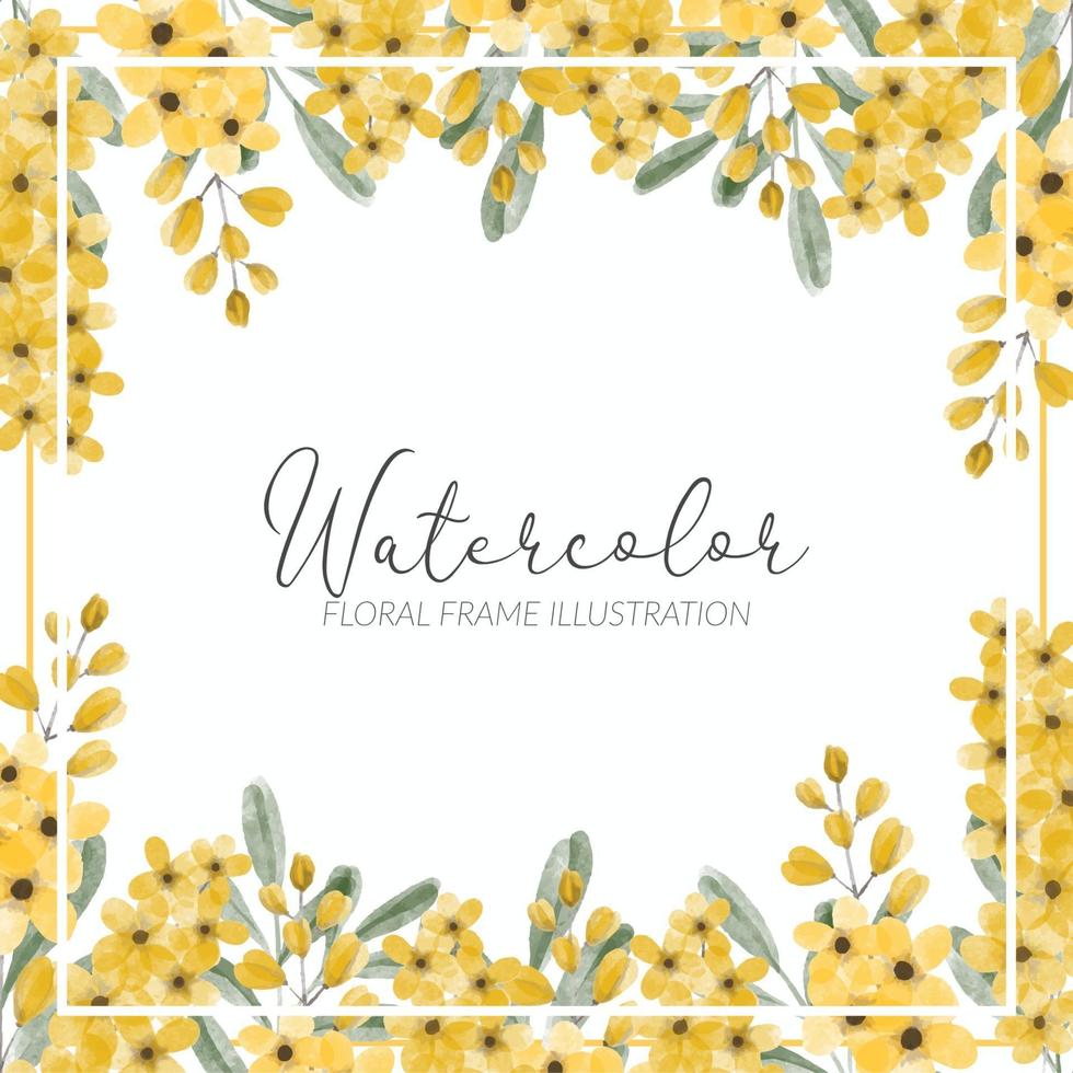 yellow wildflower watercolor flower frame border vector