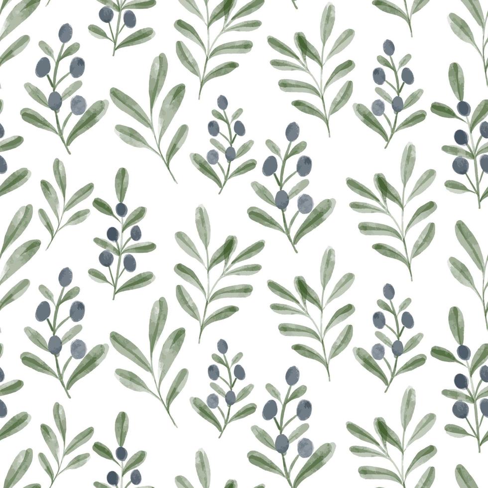 watercolor wildflower floral seamless pattern with berry vector