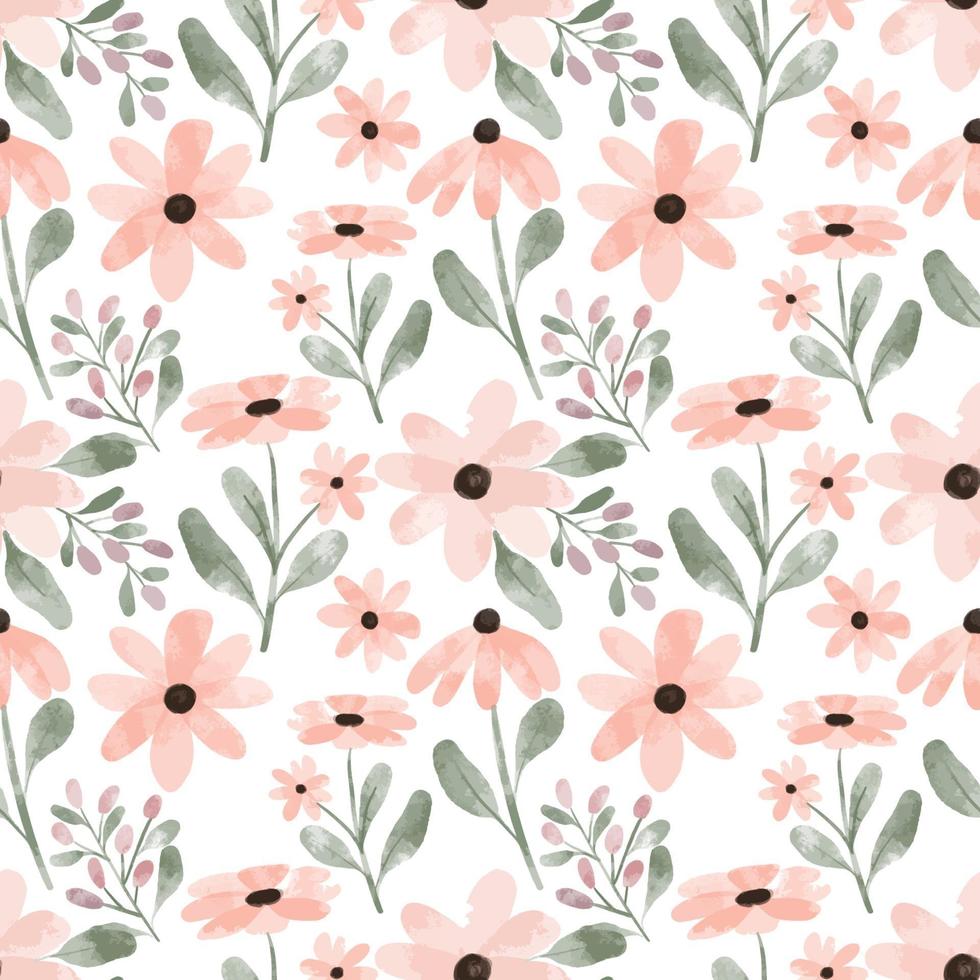 watercolor peach petal cute floral seamless pattern vector