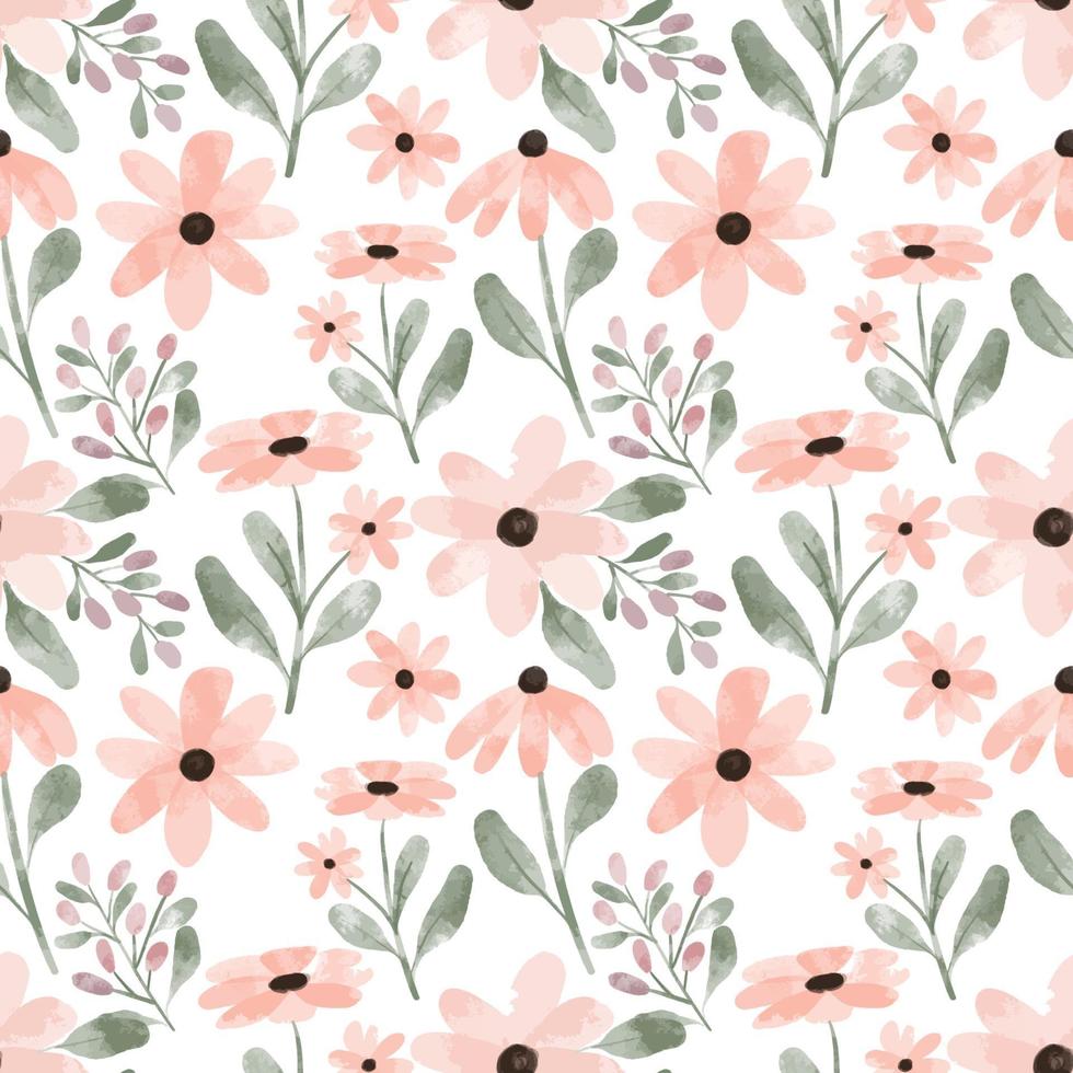 watercolor peach petal cute floral seamless pattern vector