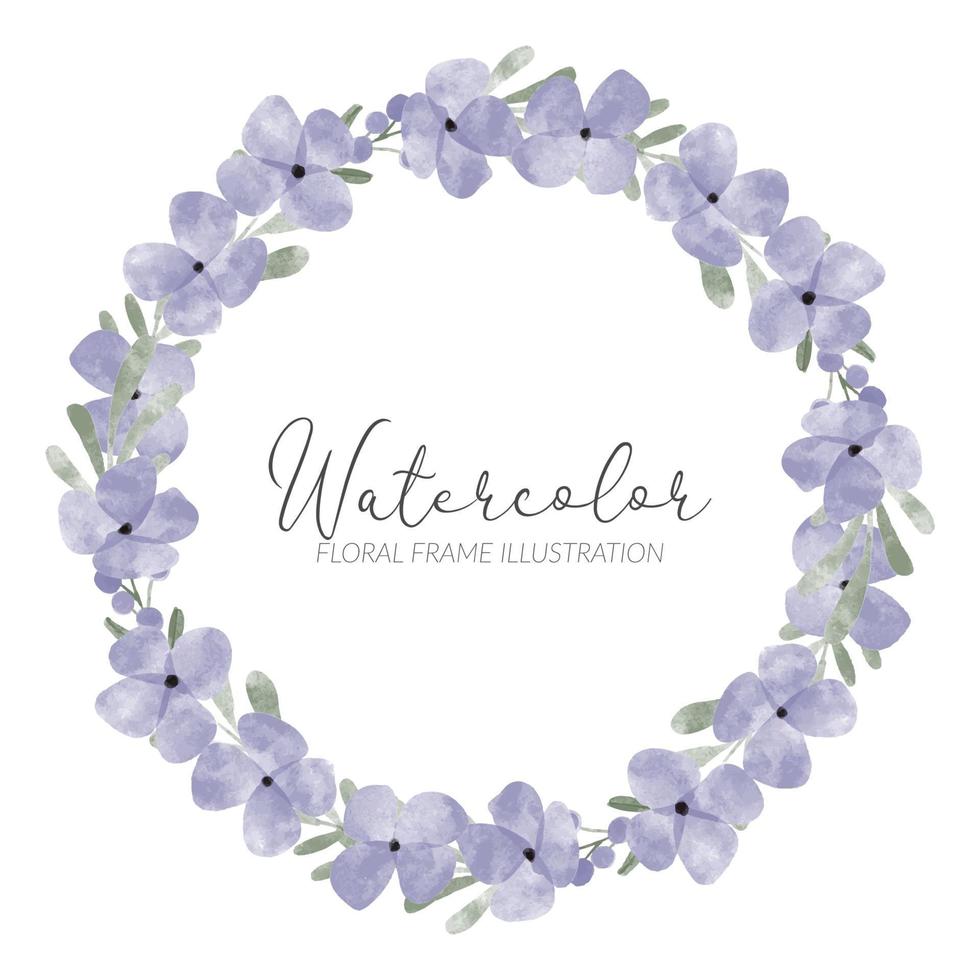 watercolor cute purple petal flower wreath illustration vector