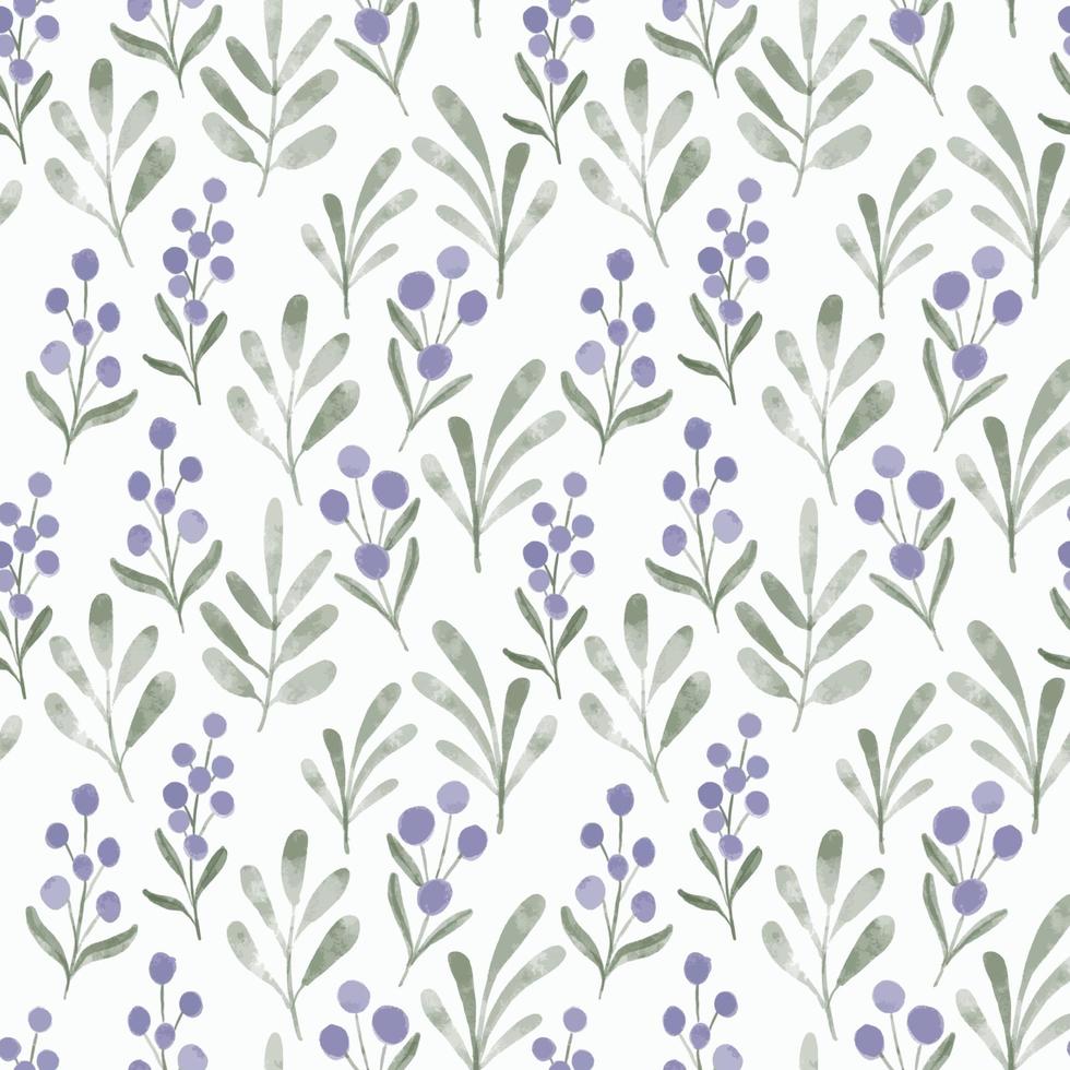 watercolor purple leaf floral wildflower seamless pattern vector