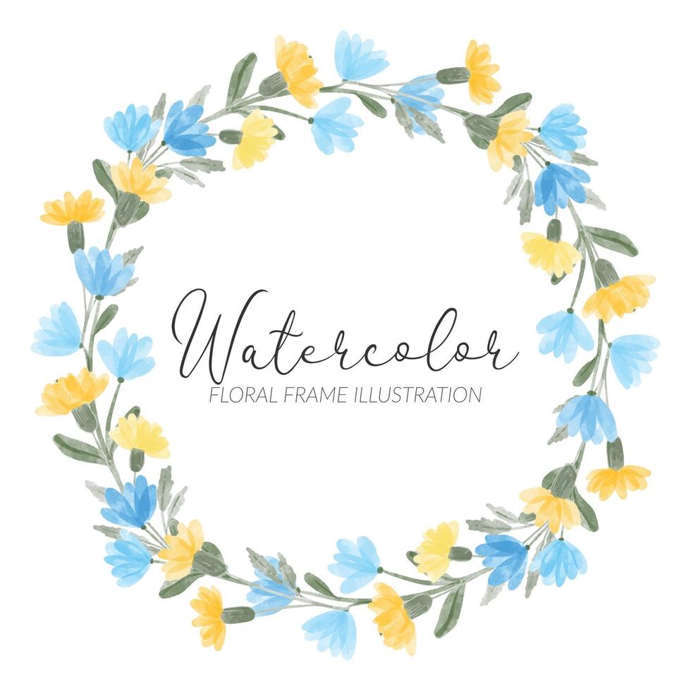 watercolor wildflower floral wreath frame illustration vector