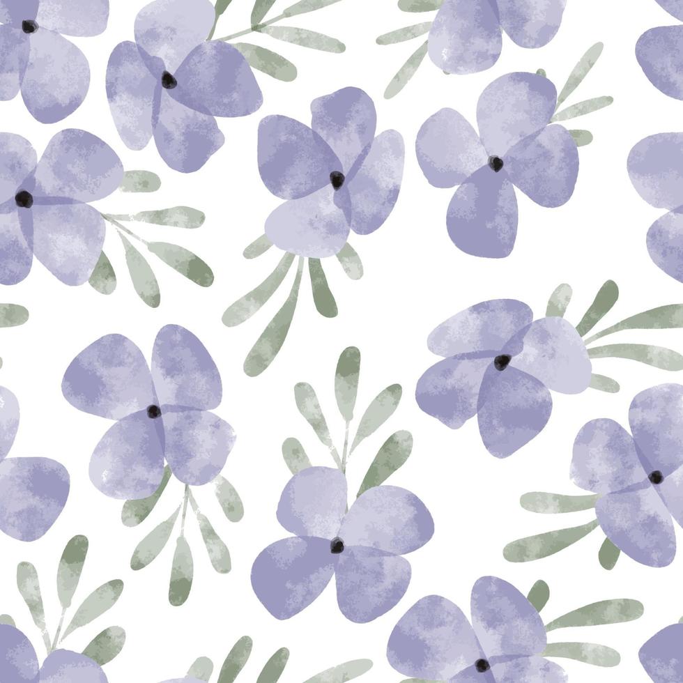 watercolor cute purple petal flower seamless pattern vector