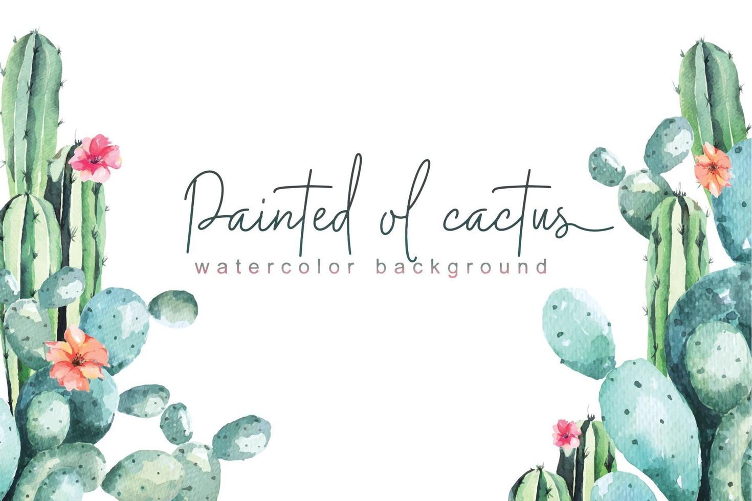cactus frame with watercolor vector