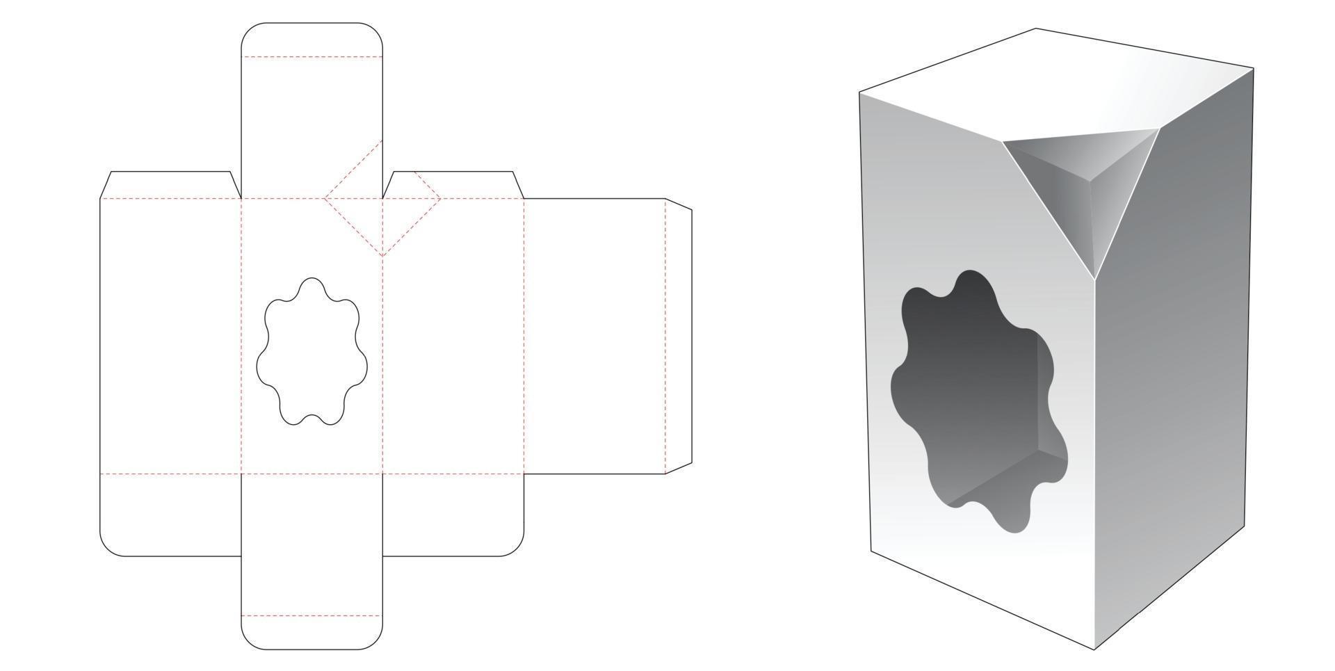 1 caja alta de esquina biselada con plantilla troquelada de ventana de forma libre vector