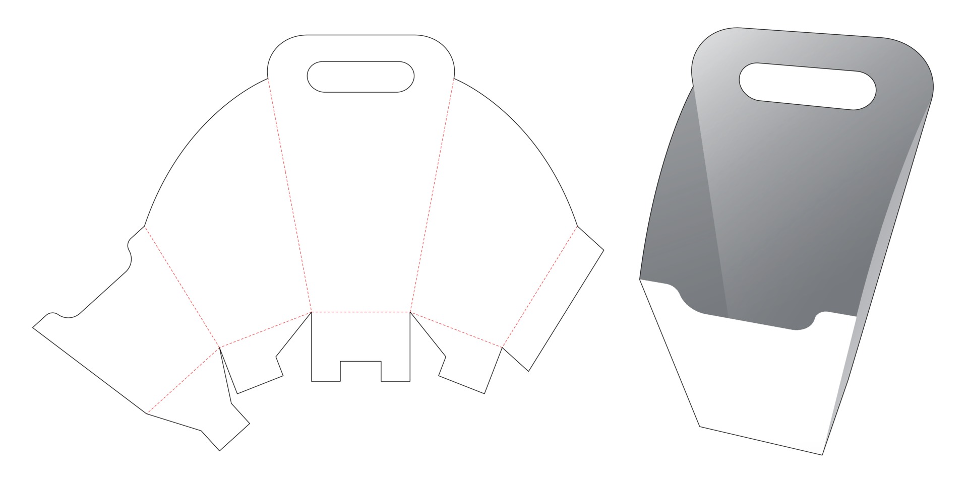 Popcorn box with handle die cut template 2028227 Vector Art at Vecteezy