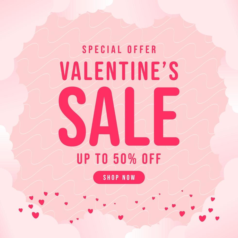 Valentines day sale banner, poster template. vector