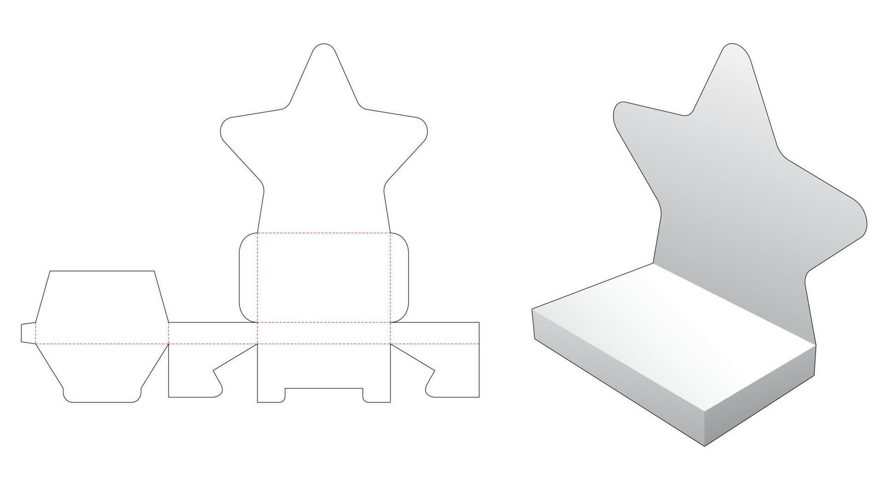 Cardboard star shaped stand display die cut template vector