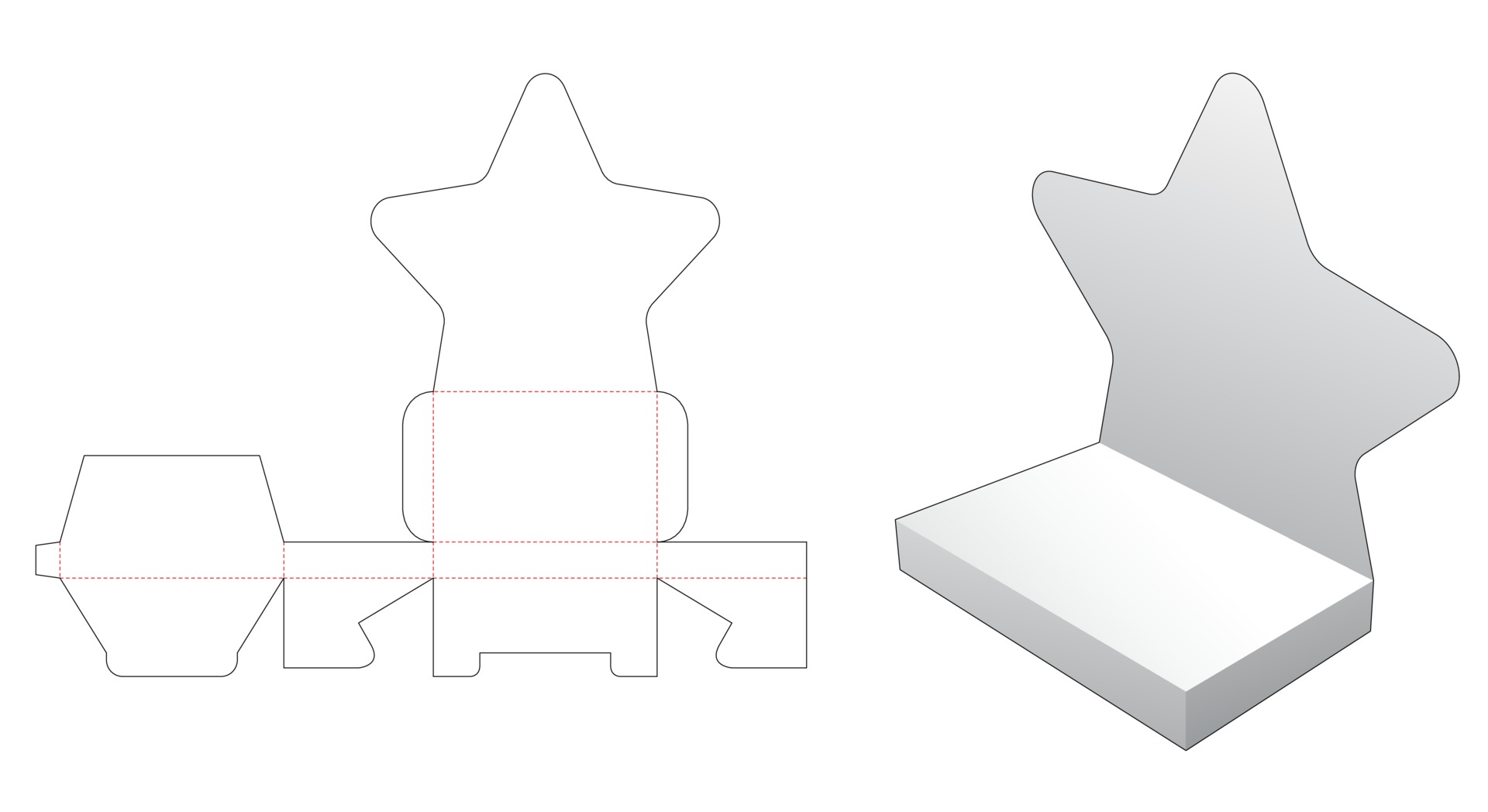 Cardboard star shaped stand display die cut template 2028254 Vector Art