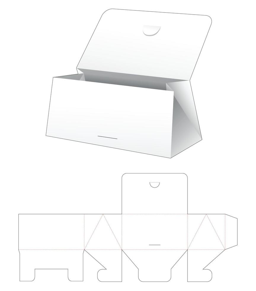 Cardboard flip triangular purse die cut template vector