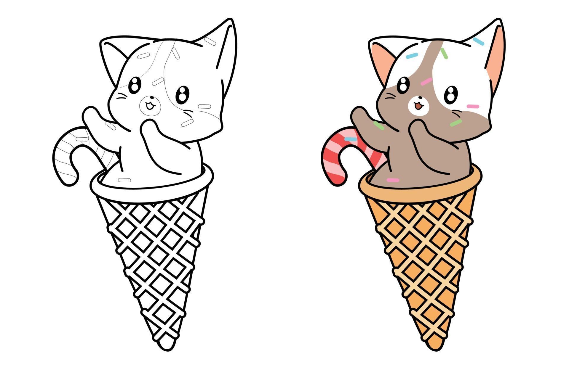 Раскраска для девочек кошки мороженое