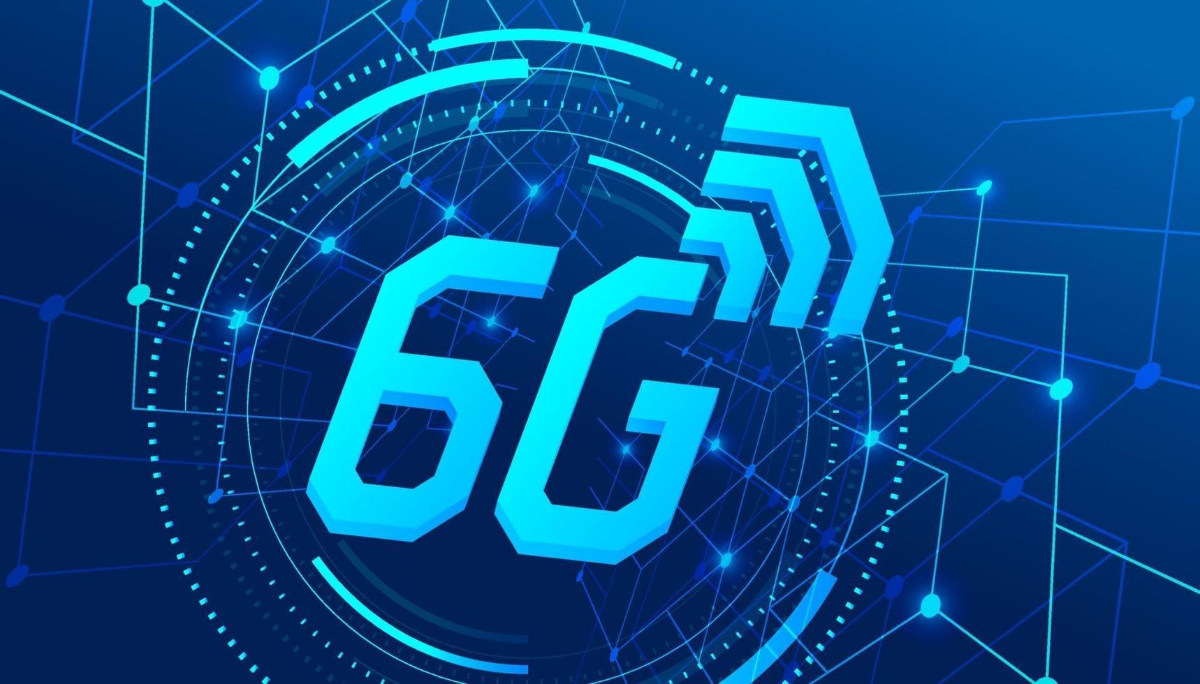 Red móvil global de alta velocidad 6g, plantilla de banner de tecnología de transferencia de datos moderna. vector