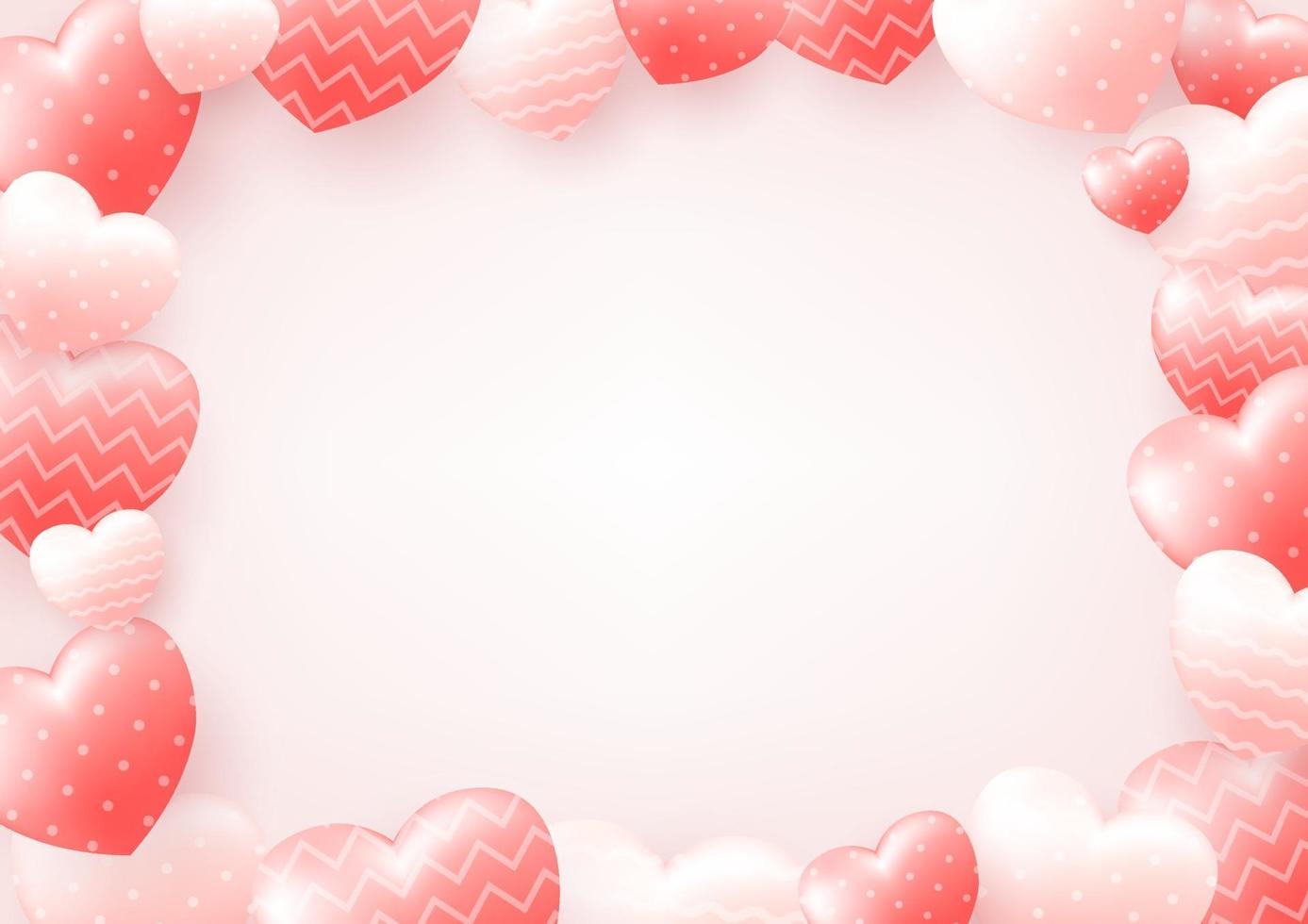 Fondo de feliz día de San Valentín con corazón y composición real para pancarta de moda, póster o tarjeta de felicitación. vector