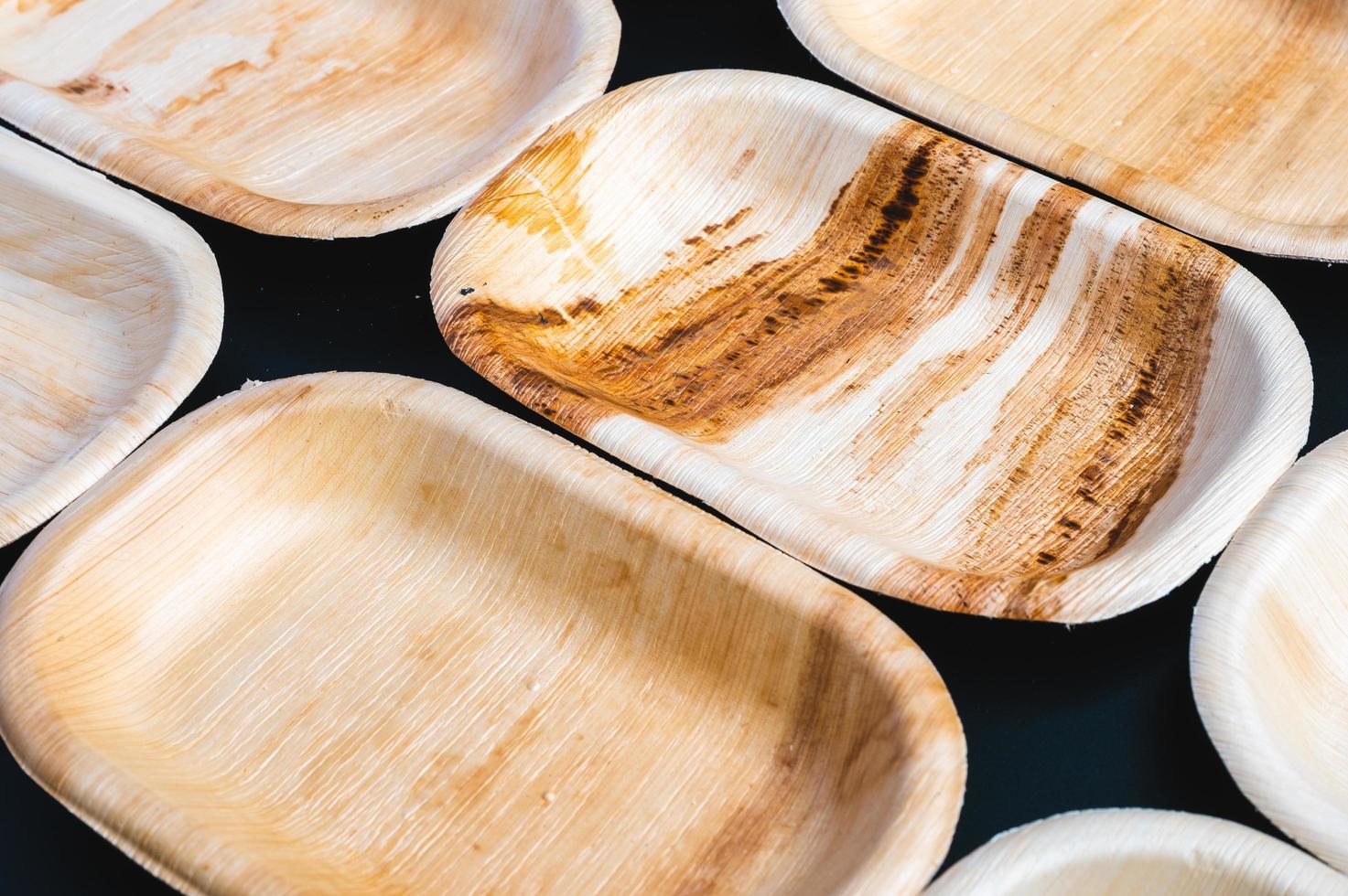 Stack of biodegradable eco-friendly paper plates photo