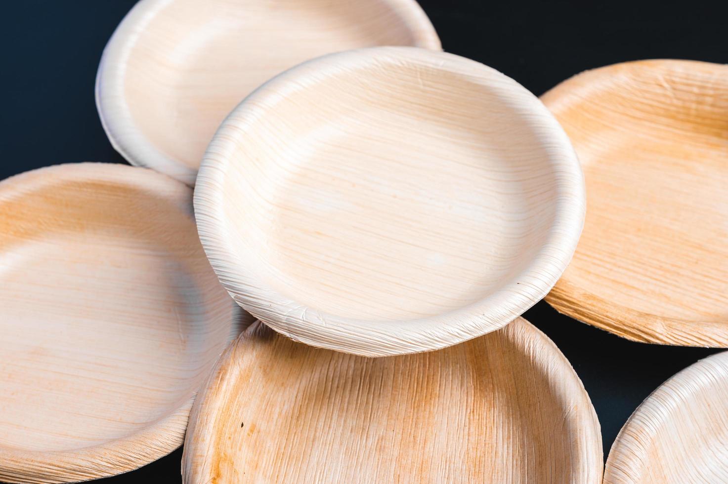 Stack of biodegradable eco-friendly paper plates photo