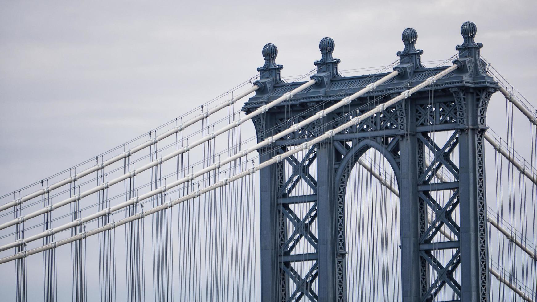 Detailed View Of The Manhattan Bridge From Manhattan Stock Photo
