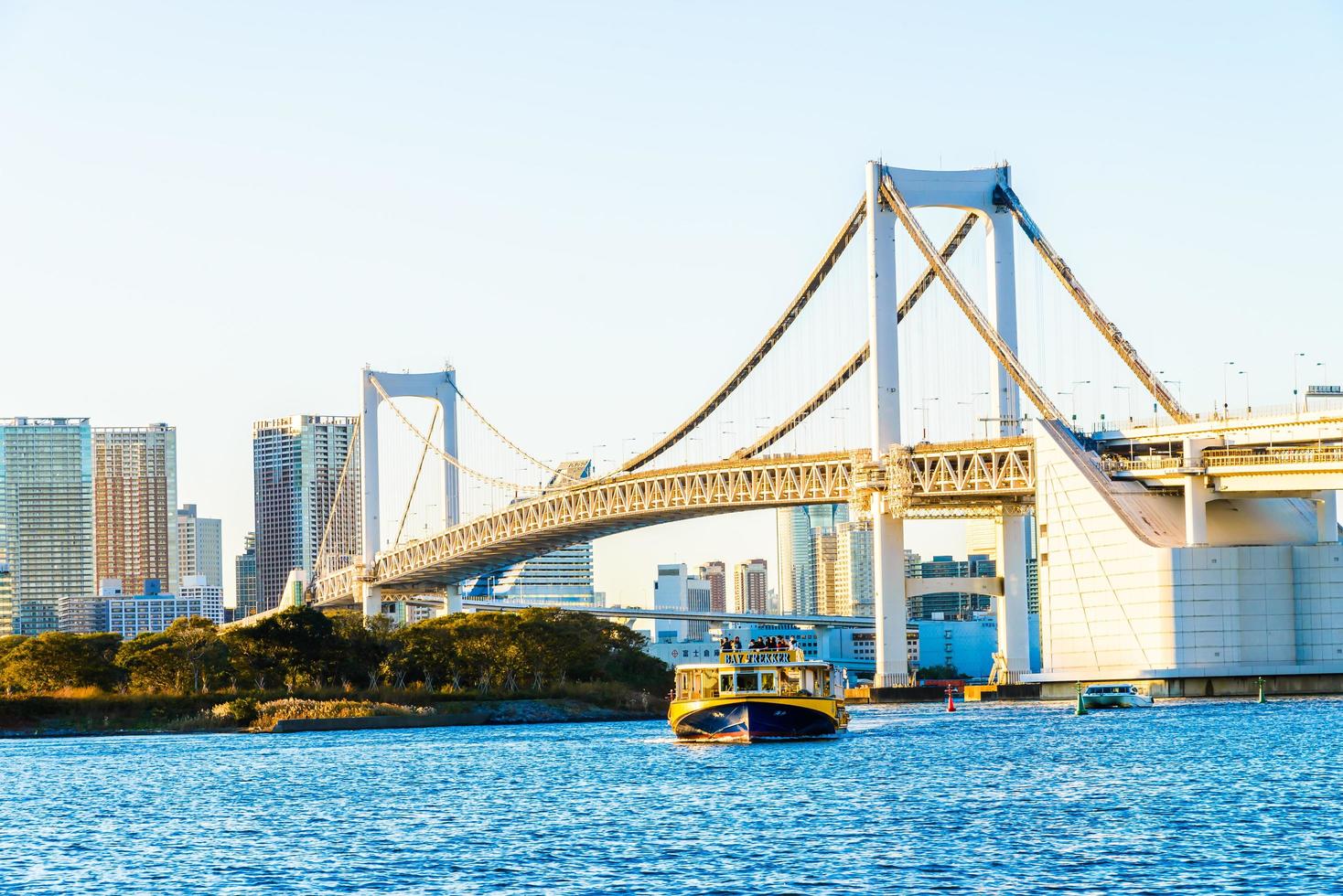 Rainbow bridge in Tokyo city in Japan photo