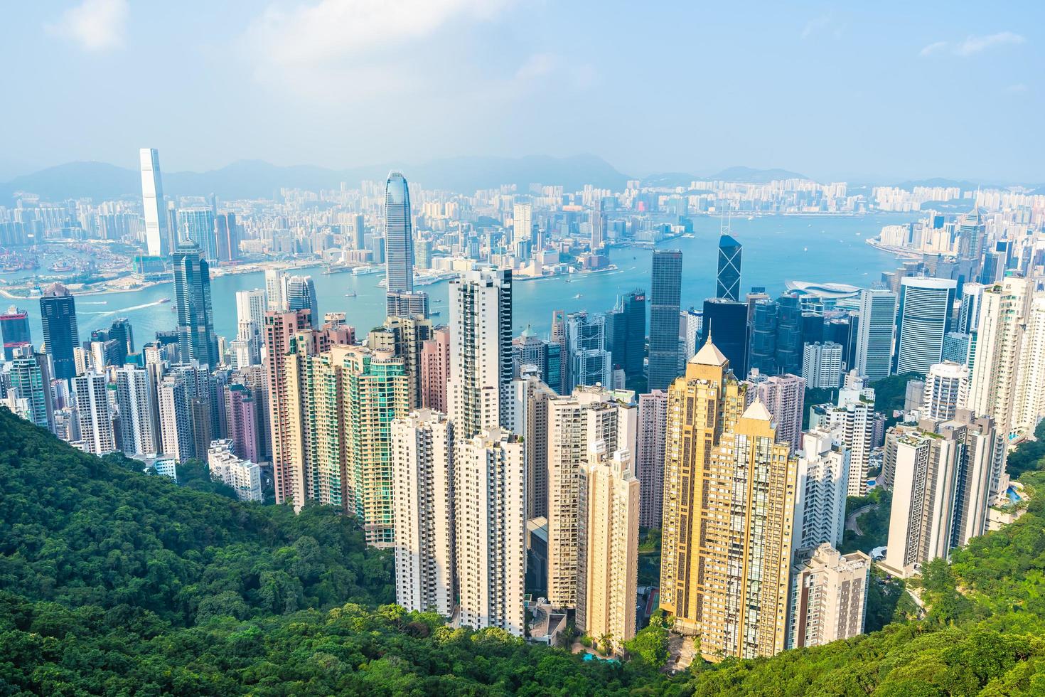 paisaje urbano de la ciudad de hong kong, china foto