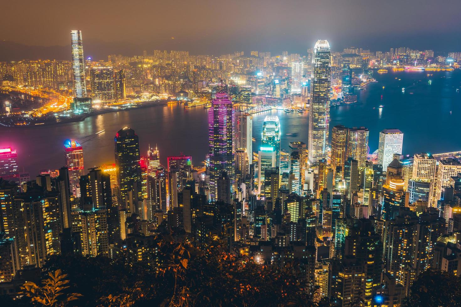 paisaje urbano de la ciudad de hong kong, china foto