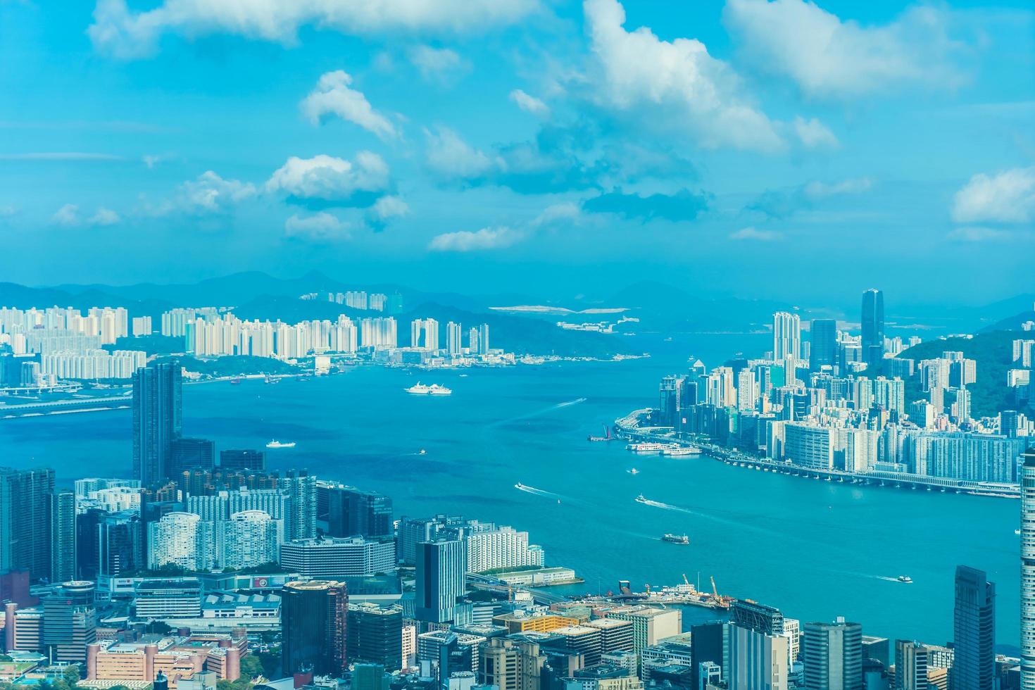 paisaje urbano de la ciudad de hong kong, china foto