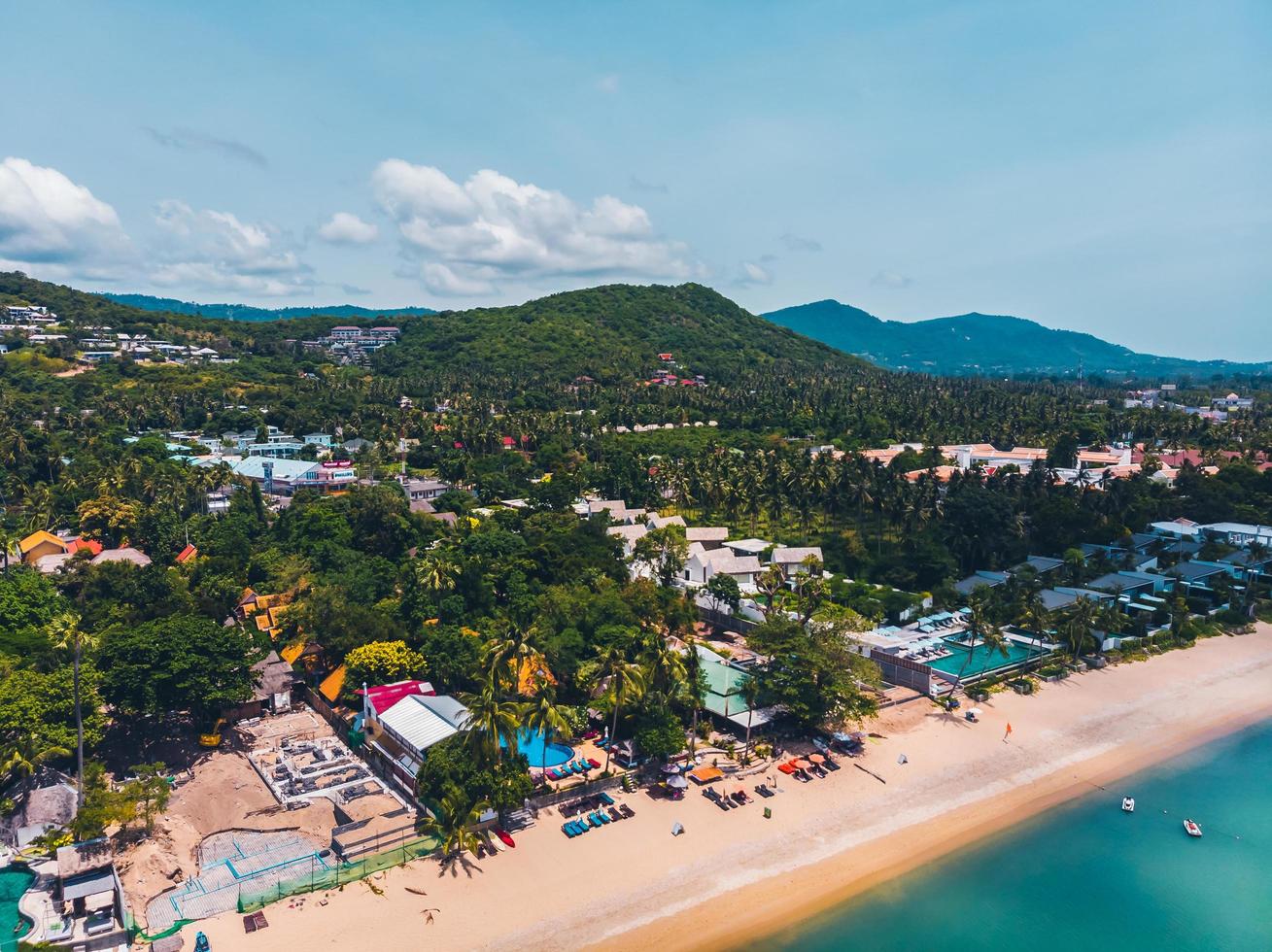 Aerial view of a beautiful tropical beach photo