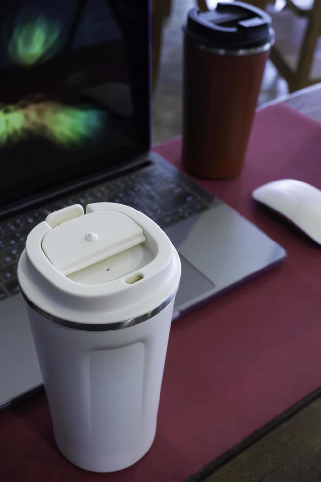 White travel mug photo