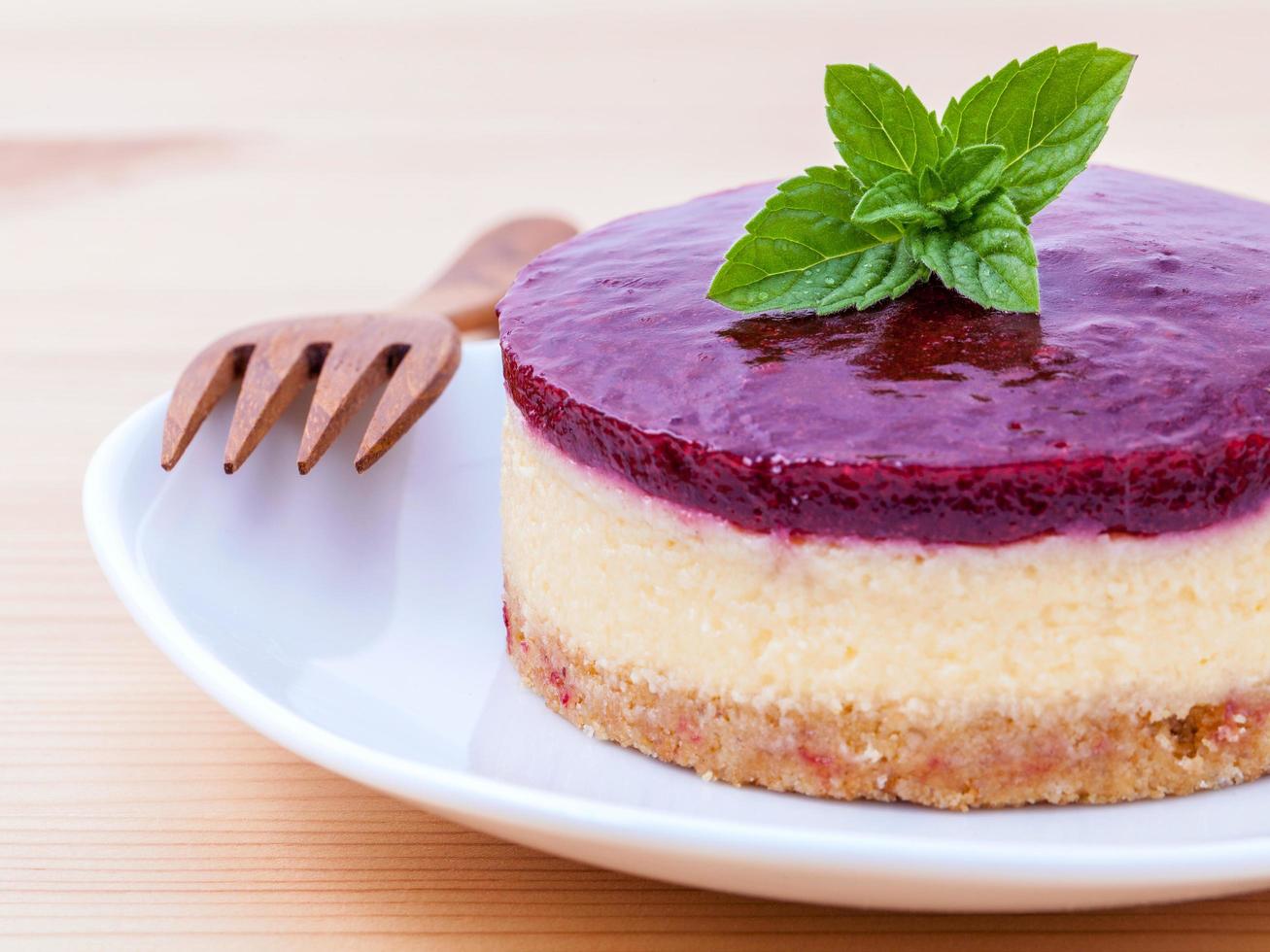 Close-up of a blueberry cheesecake photo