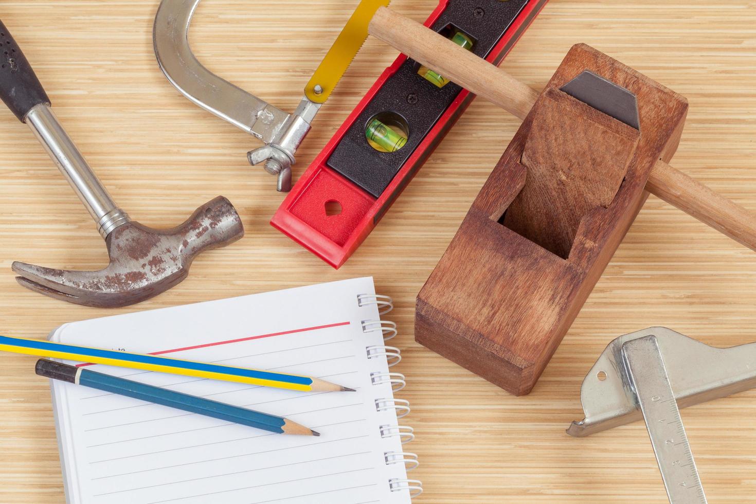 Carpenter tools on a desk photo