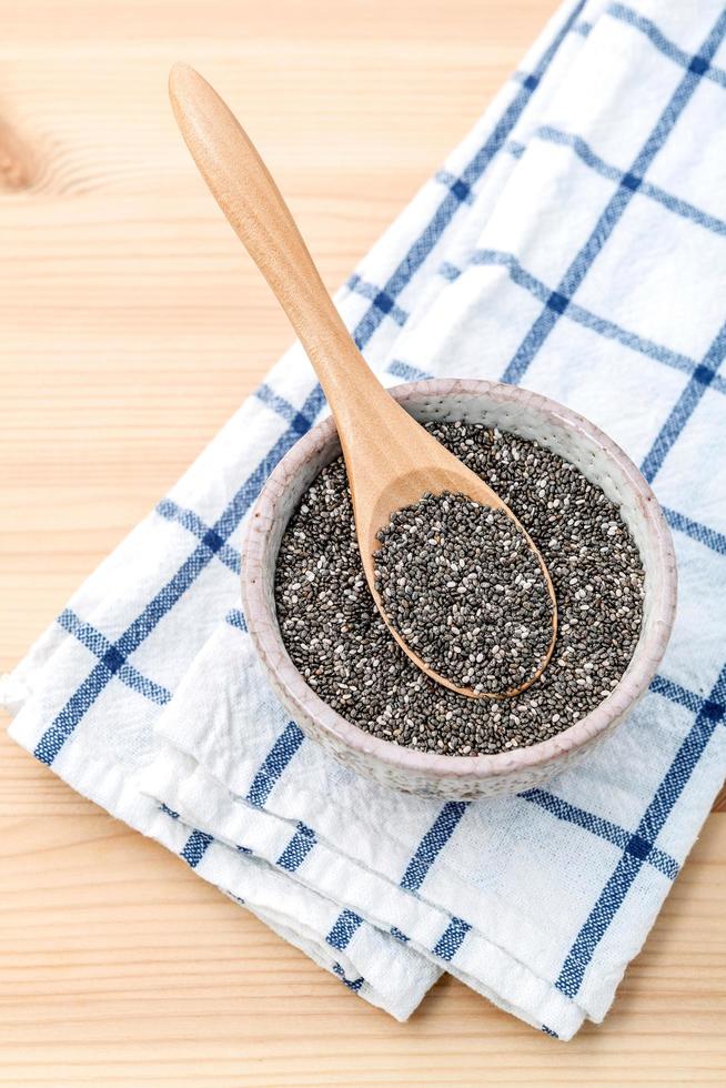 Chia seeds in ceramic bowl photo