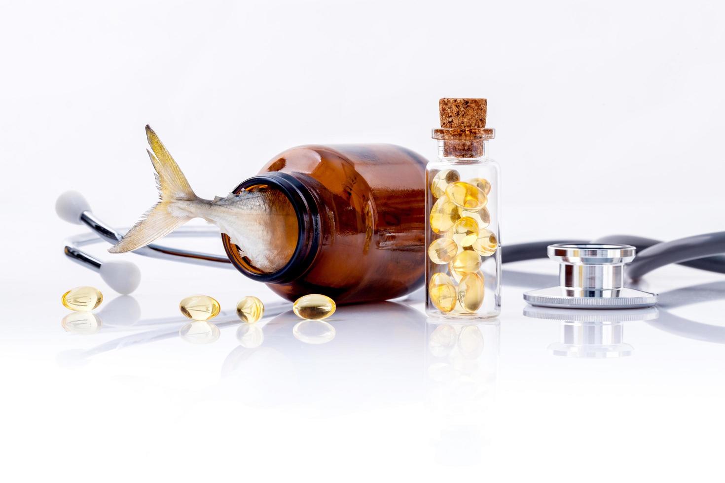 Stethoscope and fish oil photo