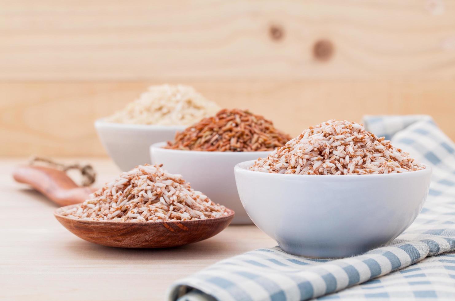 Various grains in bowls photo