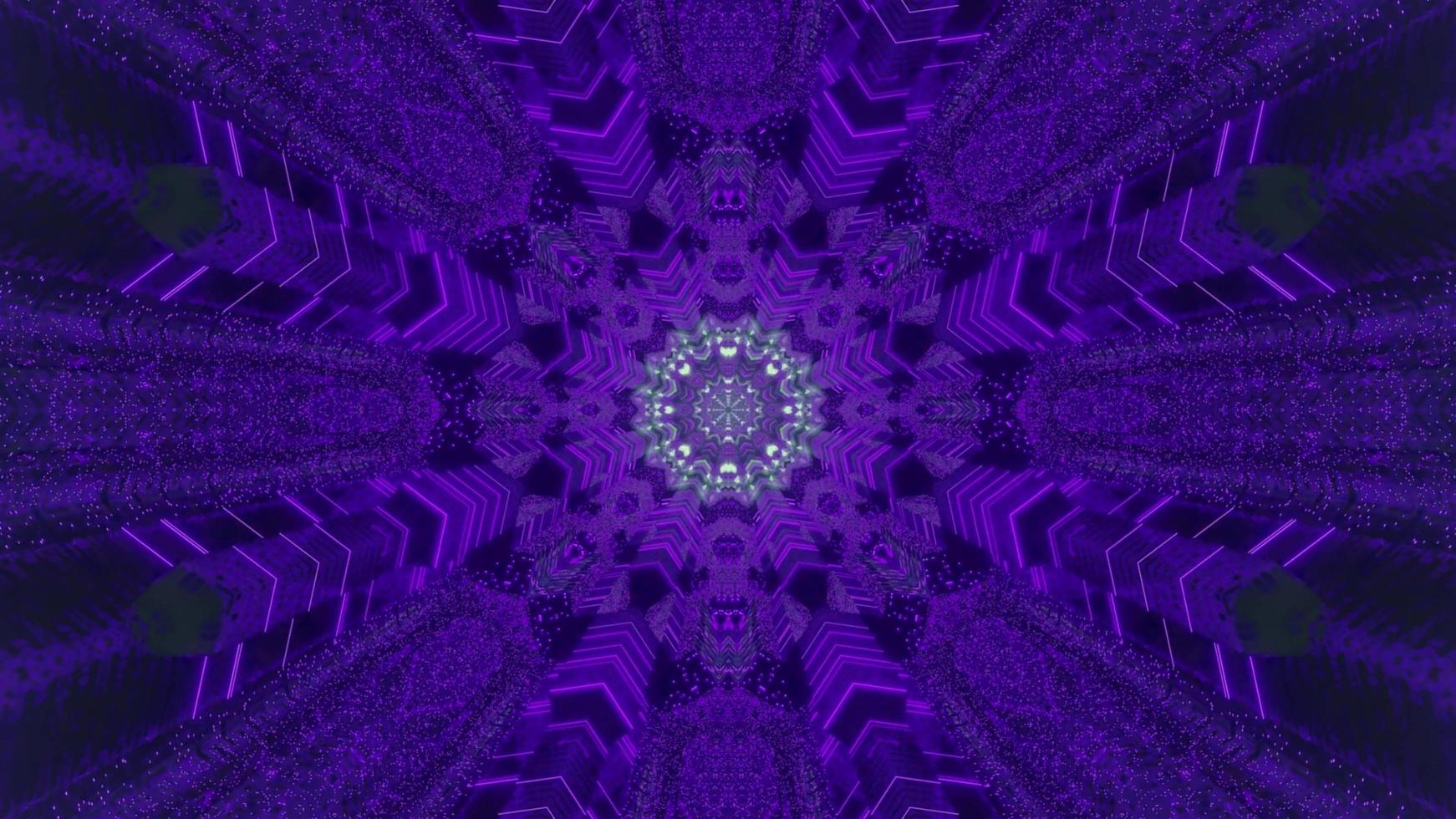 Blue and purple snowflake 3D kaleidoscope design illustration for background or texture photo
