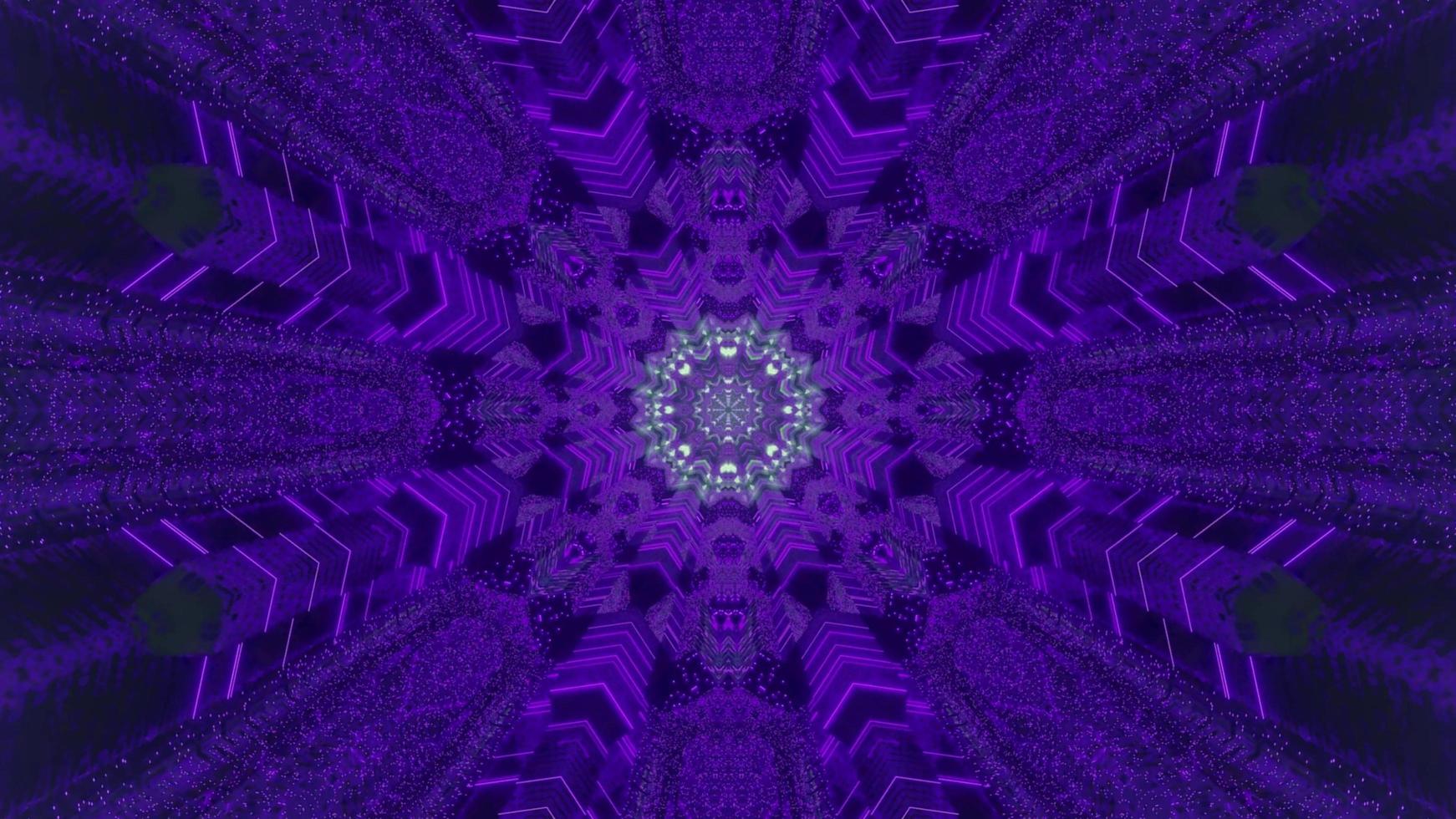 Blue and purple snowflake 3D kaleidoscope design illustration for background or texture photo