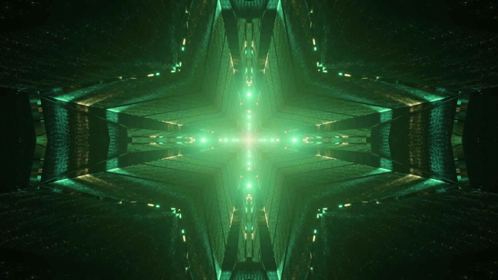 Green cross shape 3D kaleidoscope design illustration for background or texture photo