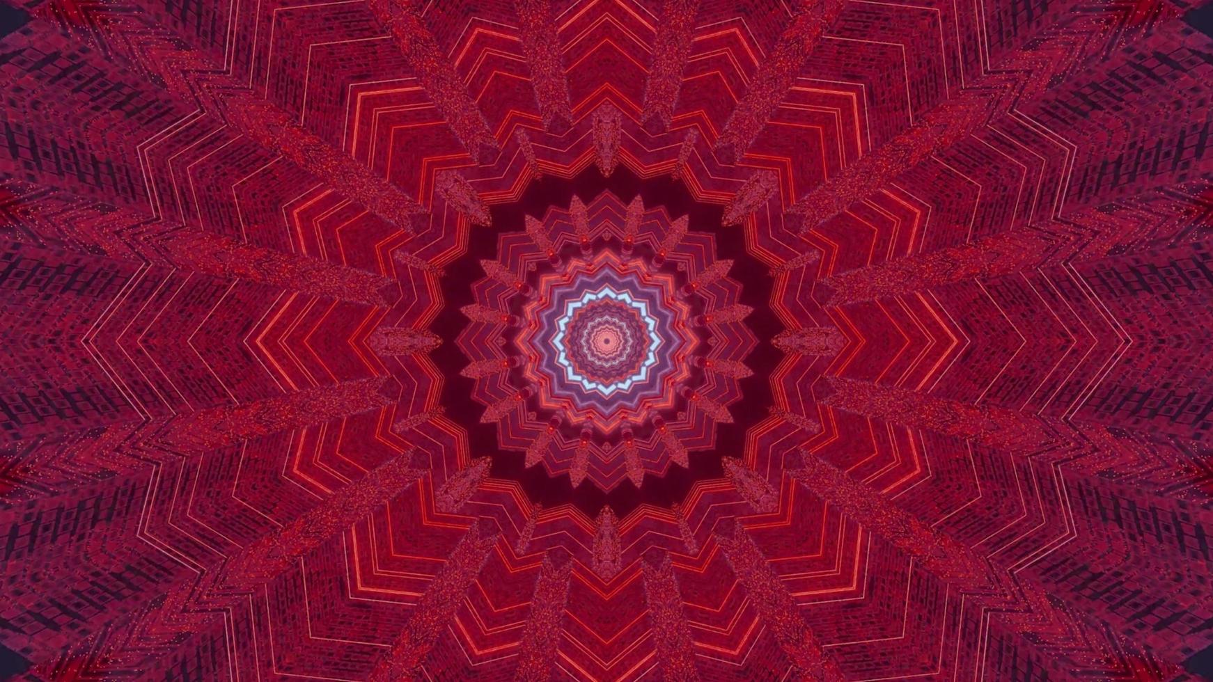 Ilustración de diseño de caleidoscopio 3d floral rojo, azul y morado para fondo o textura foto