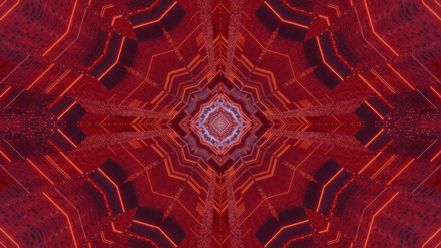 Red and blue 3D kaleidoscope design illustration for background or texture photo