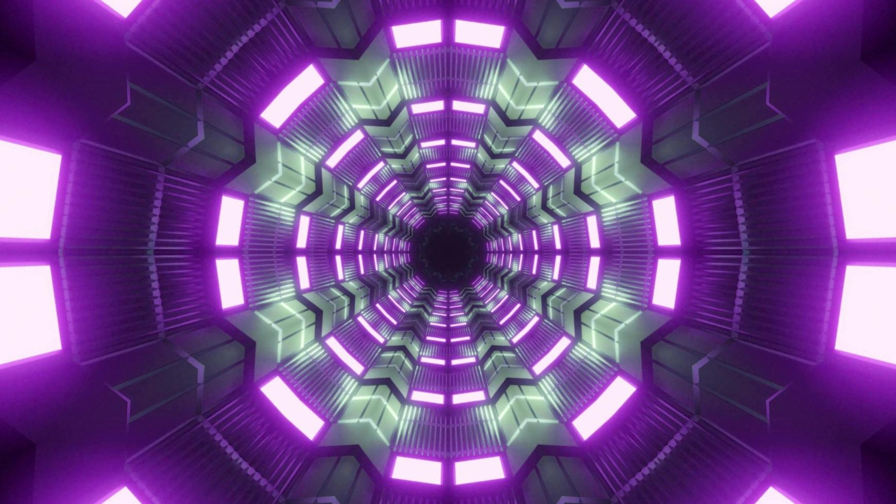 Green and purple 3D kaleidoscope design illustration for background or texture photo