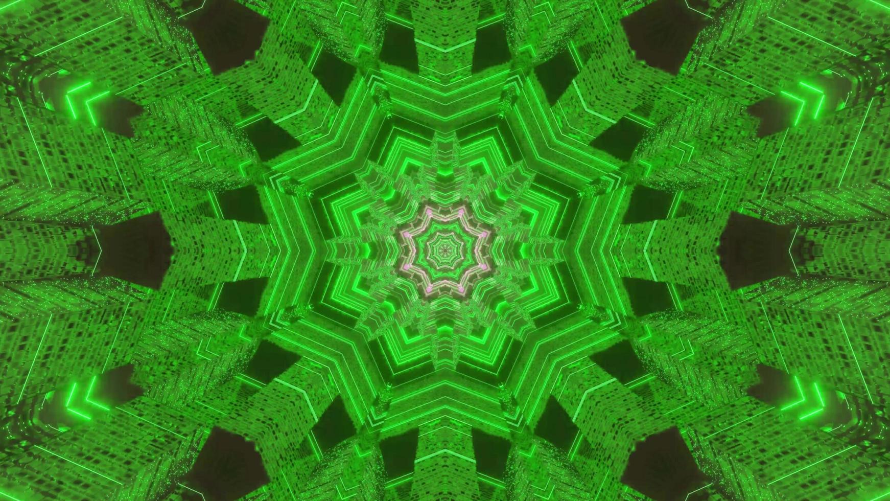Green and gray floral 3D kaleidoscope design illustration for background or texture photo