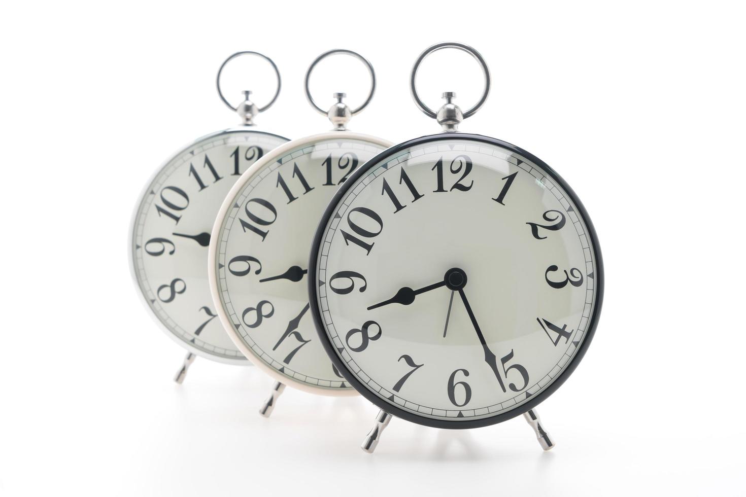 Classic Alarm clocks on white background photo