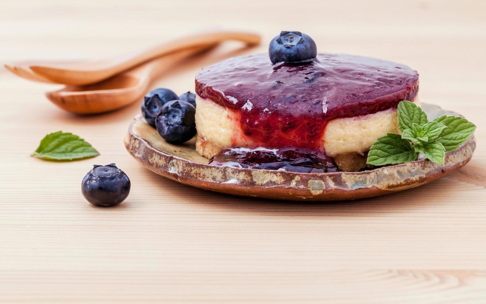 tarta de queso de arándanos con arándanos foto