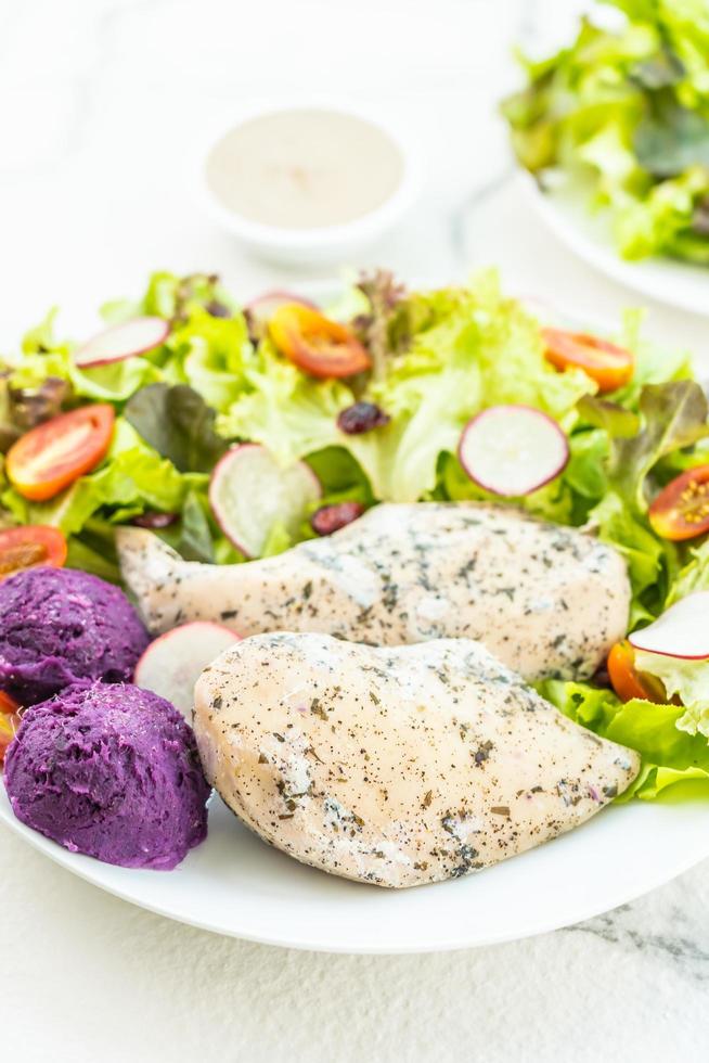 Grilled chicken breast and salad photo